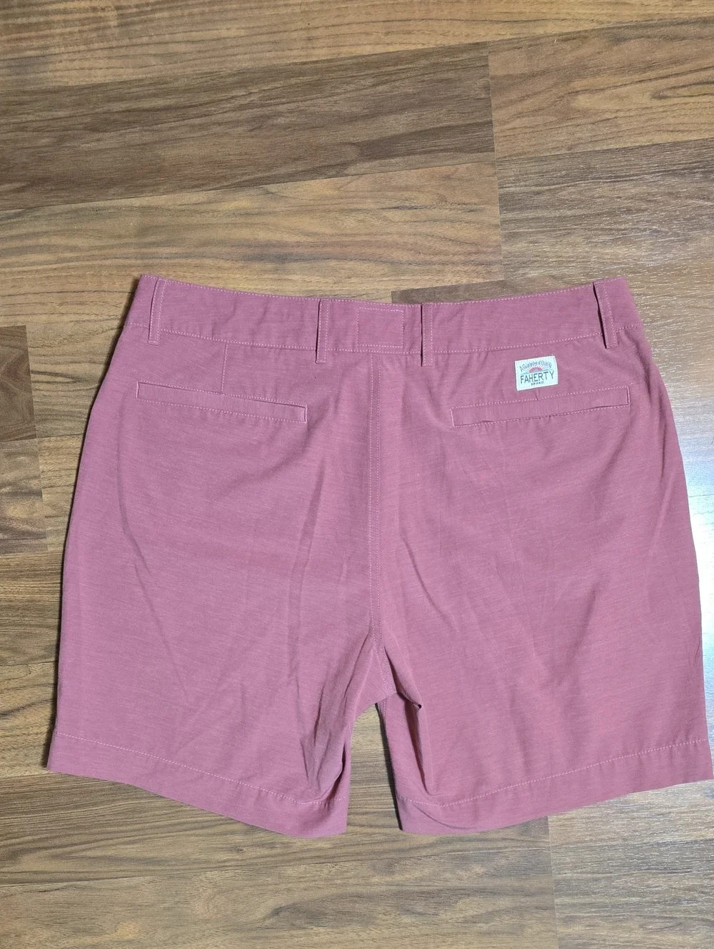 Faherty All Day Shorts 7" Inseam Hybrid Shorts MSC0013 - Rosey Red - Picture 4 of 10